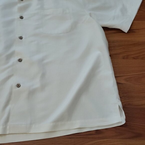 Cubavera Men's Shirt XL Linen Rayon Beige Cream Relaxed Short Sleeve Pocket - Picture 4 of 15